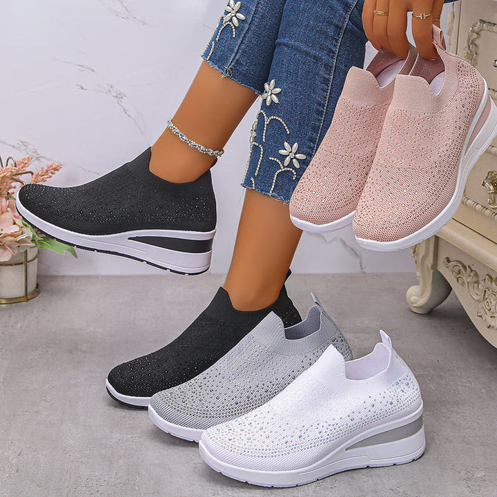 Loretha - Zapatillas Ortopédicas Con Cuña y Malla Cristalina