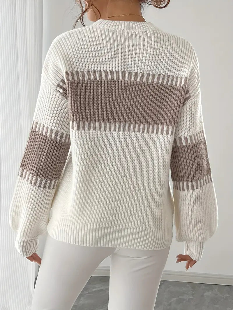 Gyneth - Jersey De Manga Larga Con Cuello Redondo