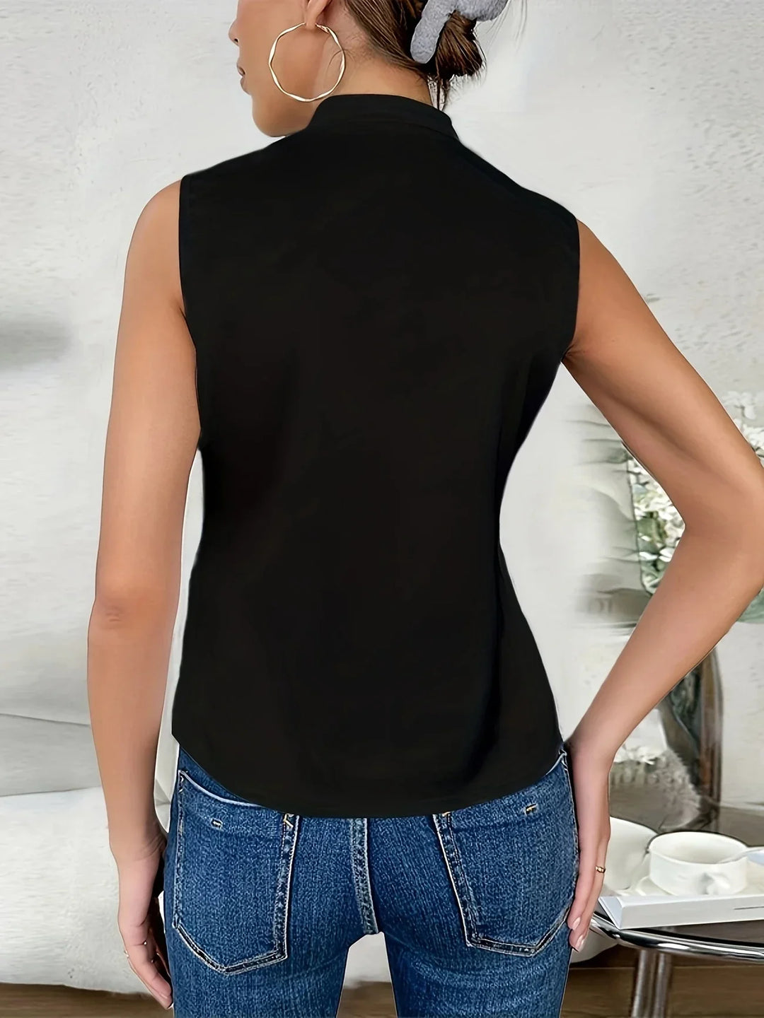 Cebulska - Elegante Sin Mangas Sobrepelliz Blusa