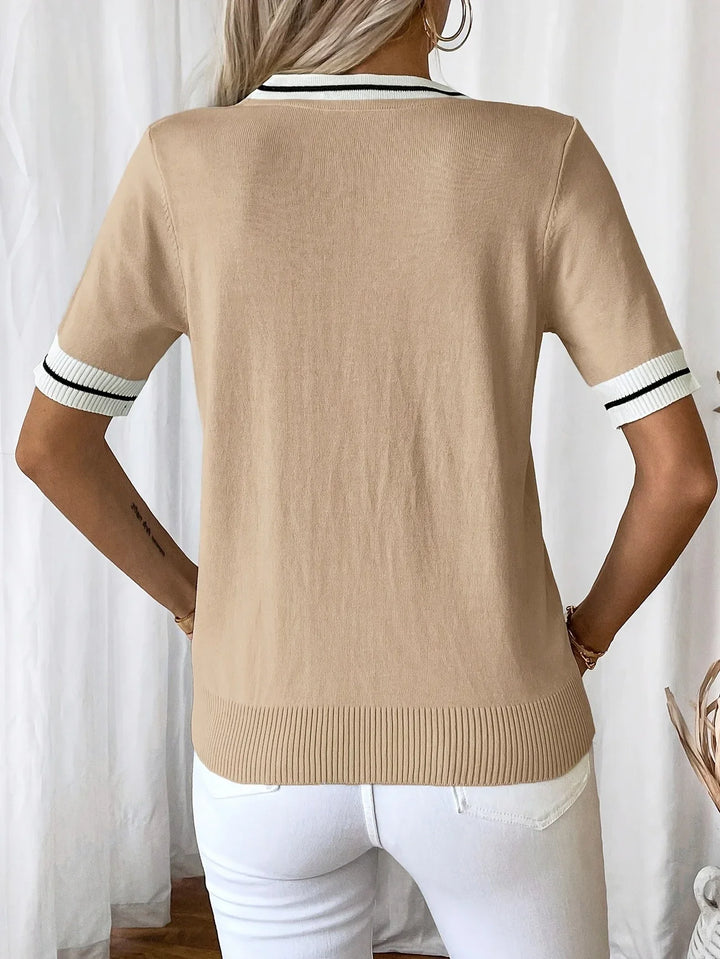 Brunella - Elegante Top De Punto Con Cuello En V