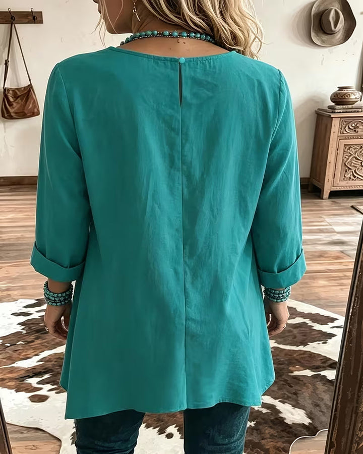 Taireen - Blusa Túnica Plisada de Estilo Boho