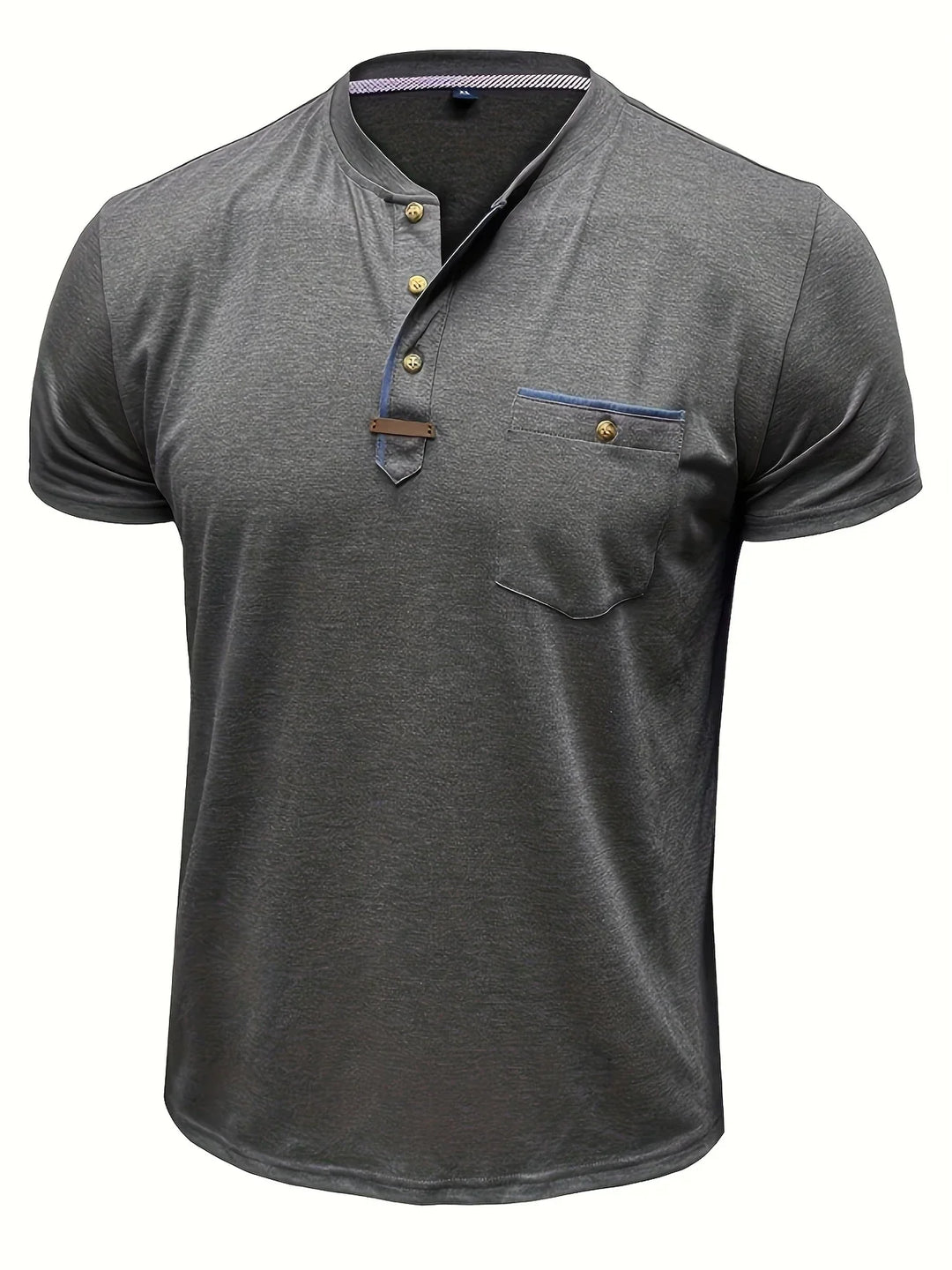 Saxon - Camiseta Elegante De Cuello Redondo Con Bolsillo