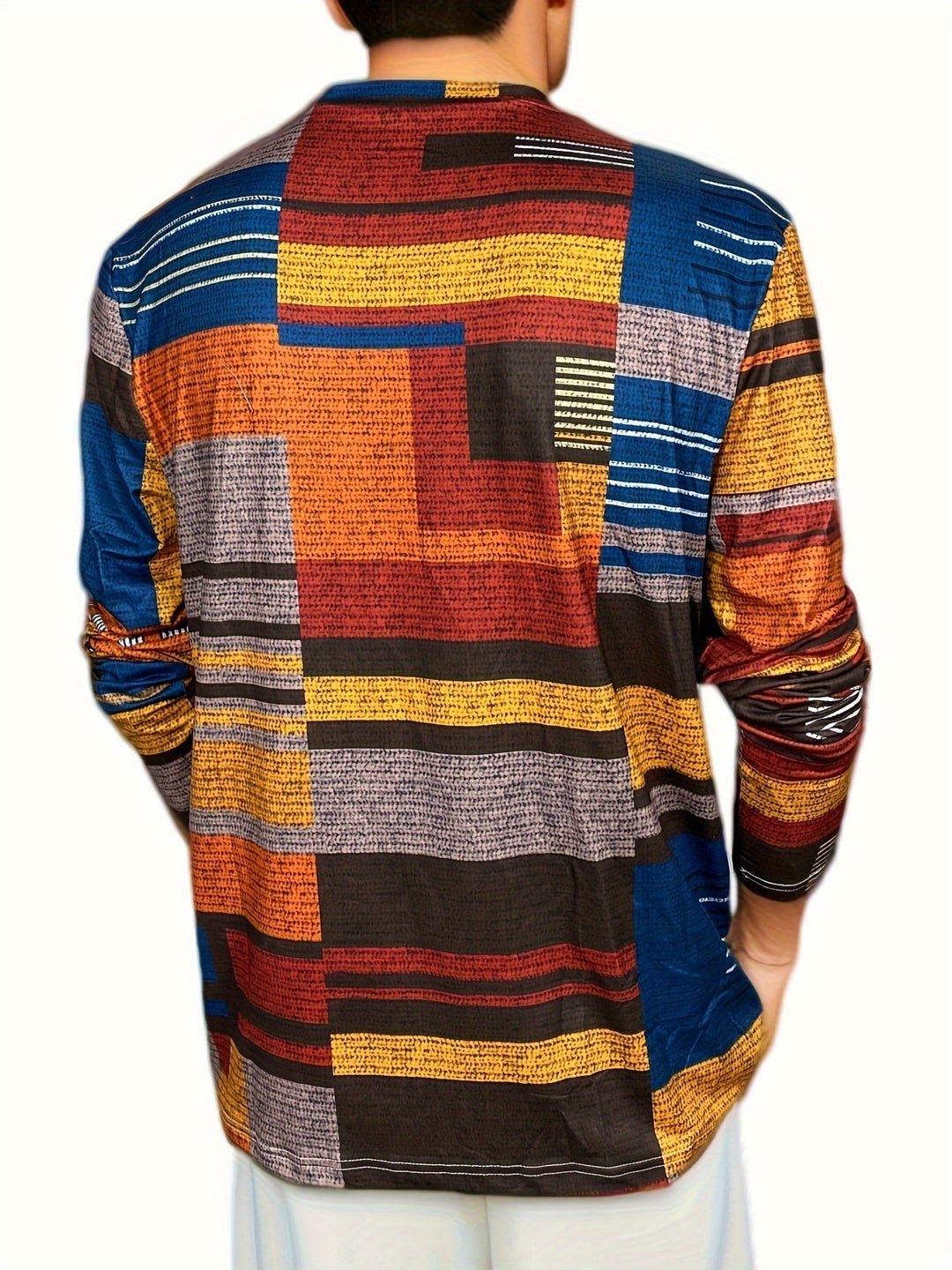 Calvin - Manga Larga Camiseta Con Patrón De Bloques