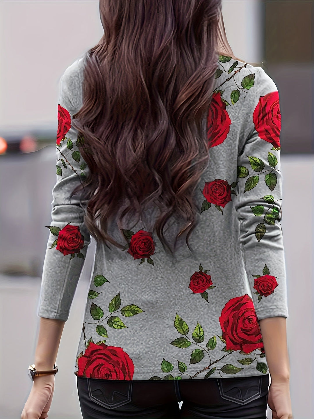 Emine - Top Estampado de Cuello Alto Con Detalle Plisado