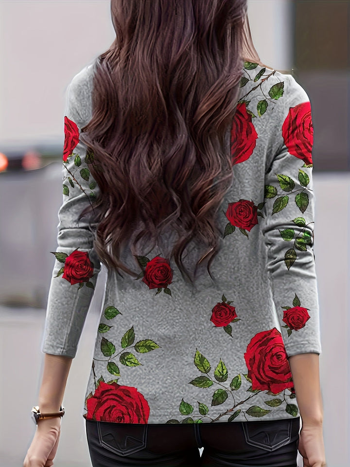 Emine - Top Estampado de Cuello Alto Con Detalle Plisado