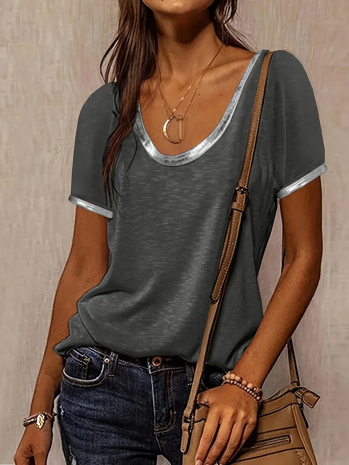 Krissy - Camiseta Informal Con Cuello Redondo