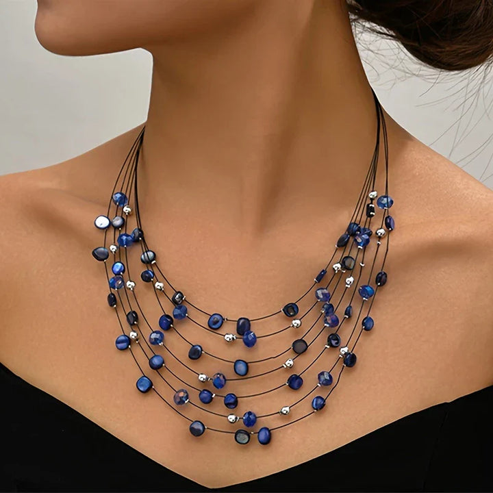 Mabelline - Collar Elegante de Estilo Bohemio con Varias Capas de Cuentas