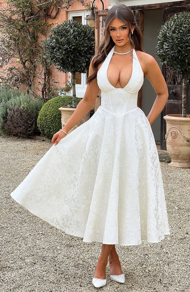 Myra - Vestido Midi Con Cuello Halter A La Moda