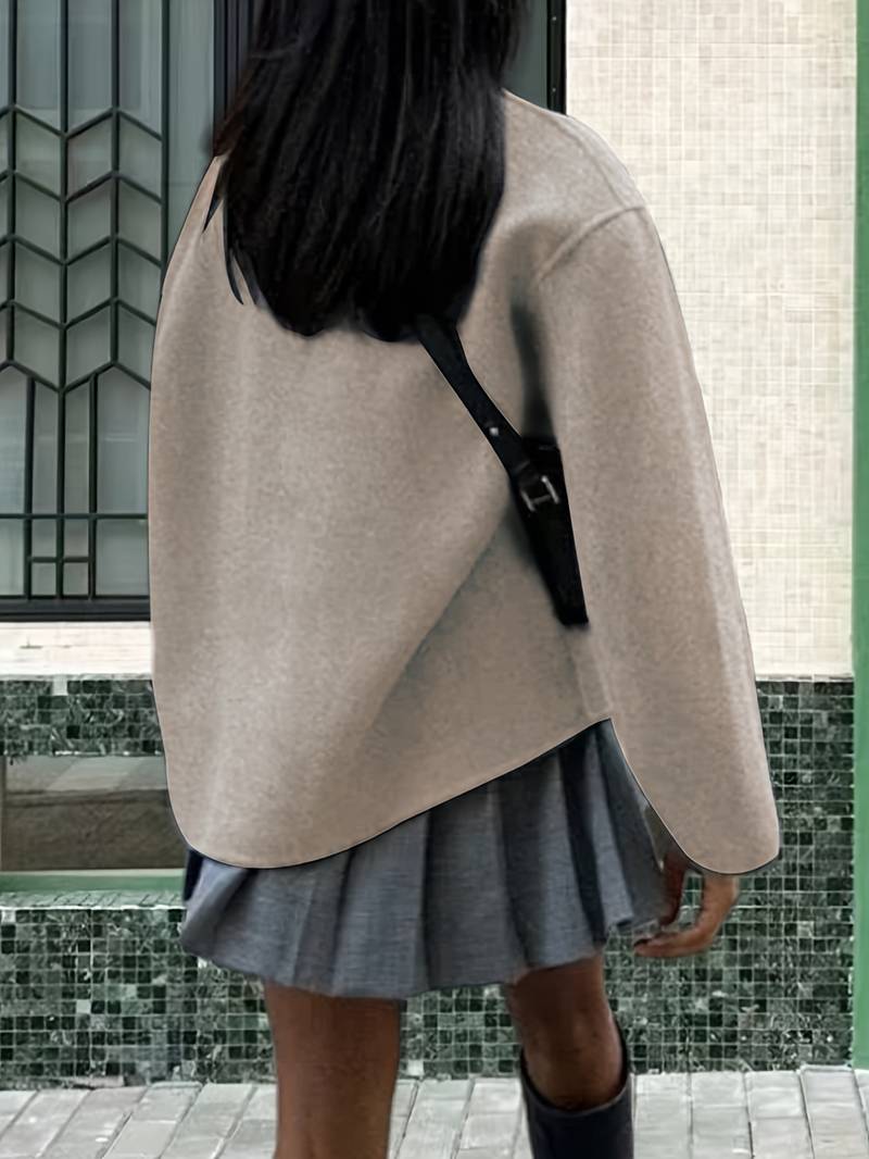 Deanne - Elegante Abrigo Beige De Doble Botonadura