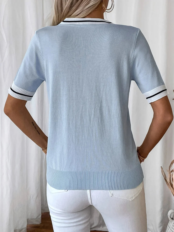 Brunella - Elegante Top De Punto Con Cuello En V