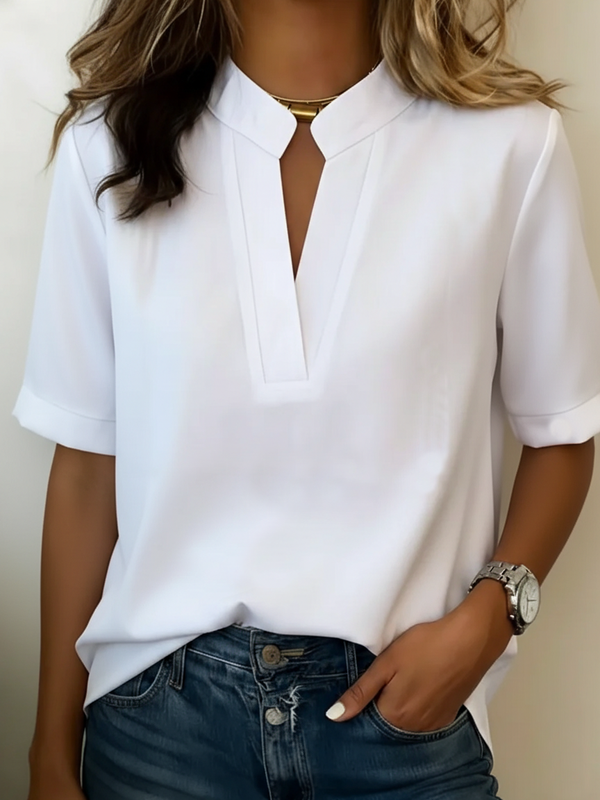 Udeshika - Blusa Elegante Con Cuello Refinado