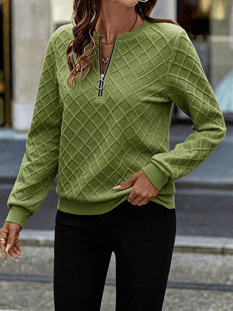 Juliet - Sudadera de Manga Larga Con Cuello de Cremallera y Textura