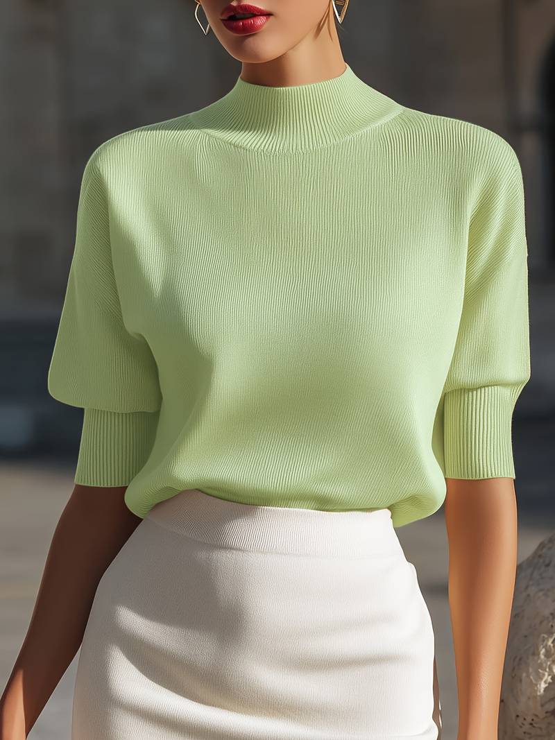 Jenni - Jersey De Manga Corta Con Cuello Alto Y Canalé