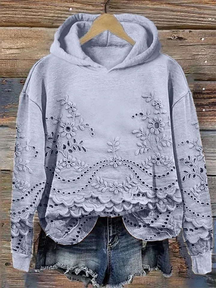 Leenja - Sudadera Con Capucha De Flores Texturizada Informal