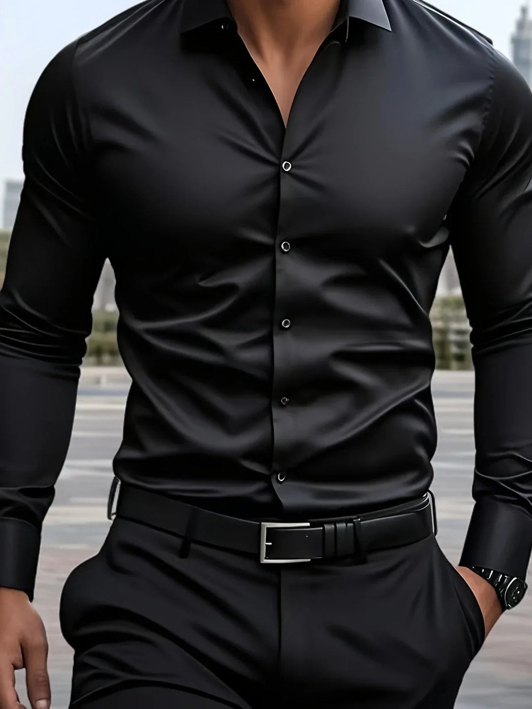 Byron - Elegante Camisa De Manga Larga Con Btones