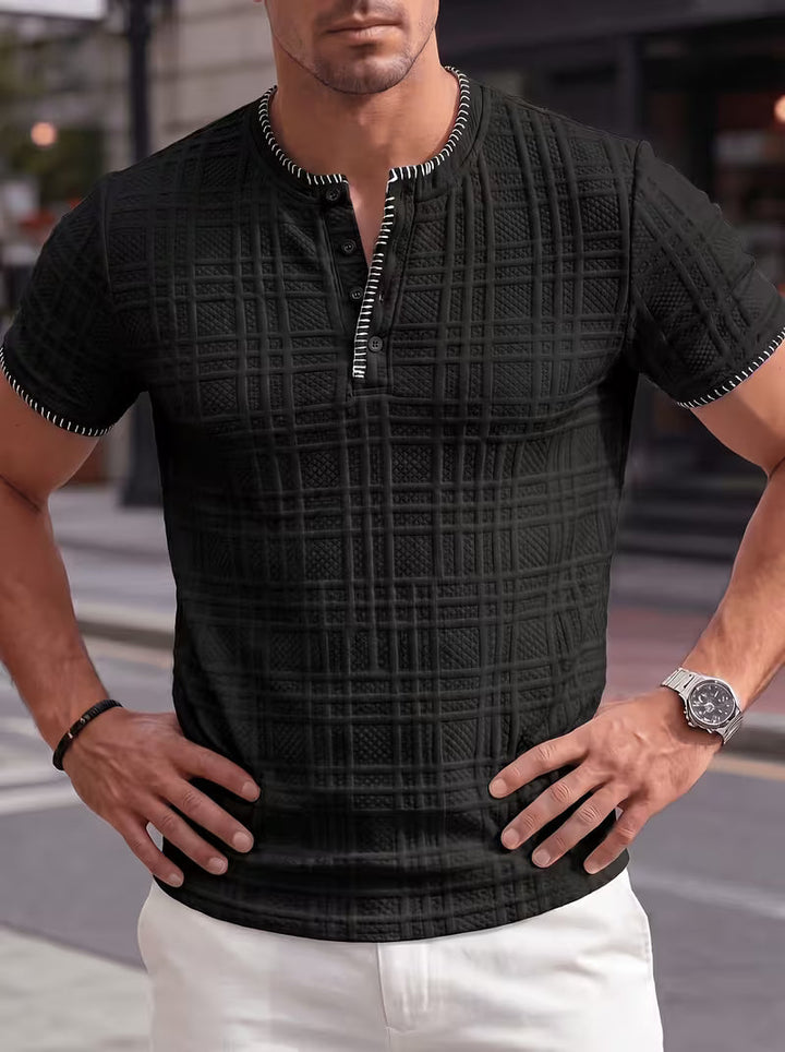 Layton - Camiseta Henley De Manga Corta Con Textura