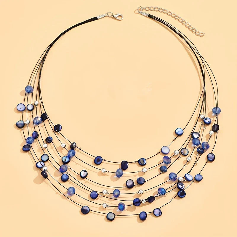 Mabelline - Collar Elegante de Estilo Bohemio con Varias Capas de Cuentas