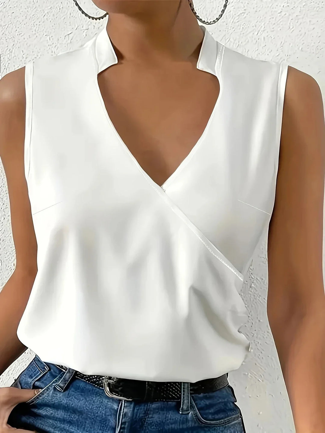 Cebulska - Elegante Sin Mangas Sobrepelliz Blusa