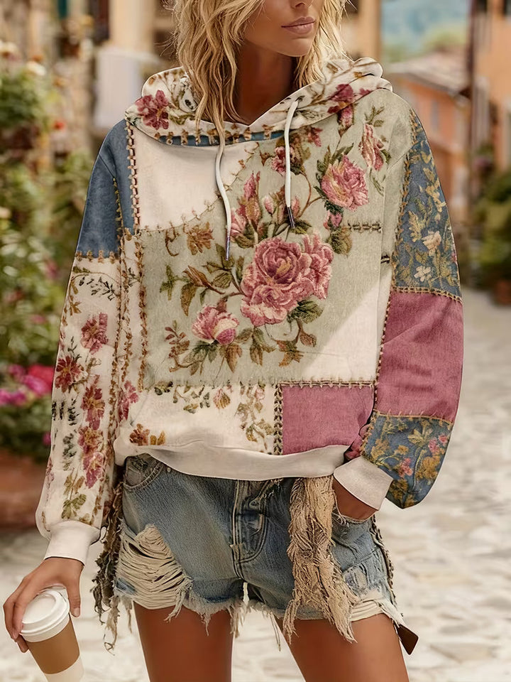 Norella - Sudadera Con Capucha De Manga Larga Y Diseño Floral De Patchwork