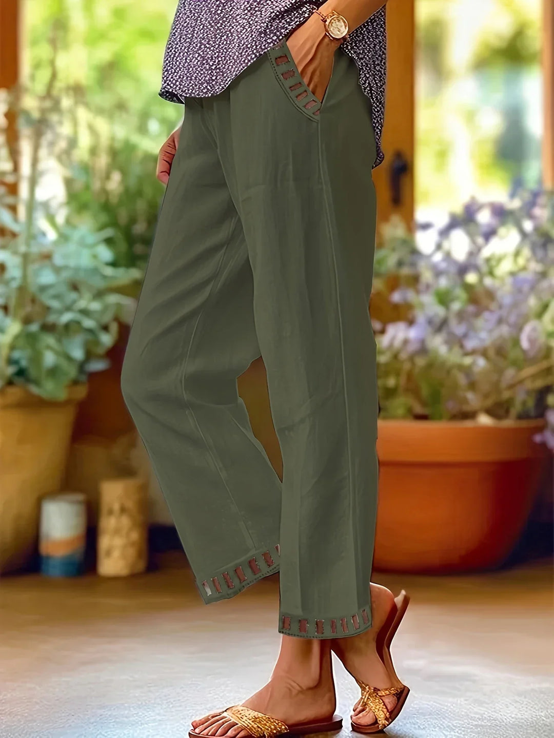 Tracey - Contraste Recortar Recortado Pantalones