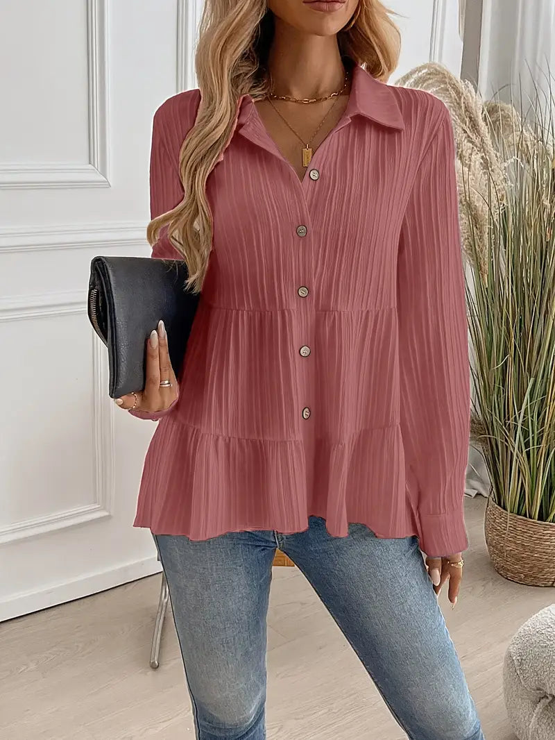 Majlinda - Elegante Camisa De Manga Larga Con Botones