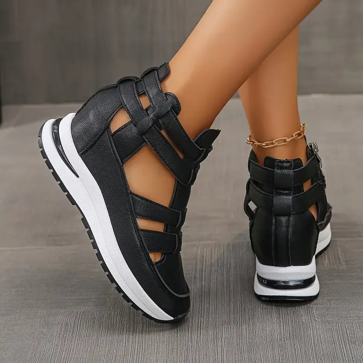 Souad - Sandalias De Cuña Elegantes Ligeras Con Cremallera Lateral