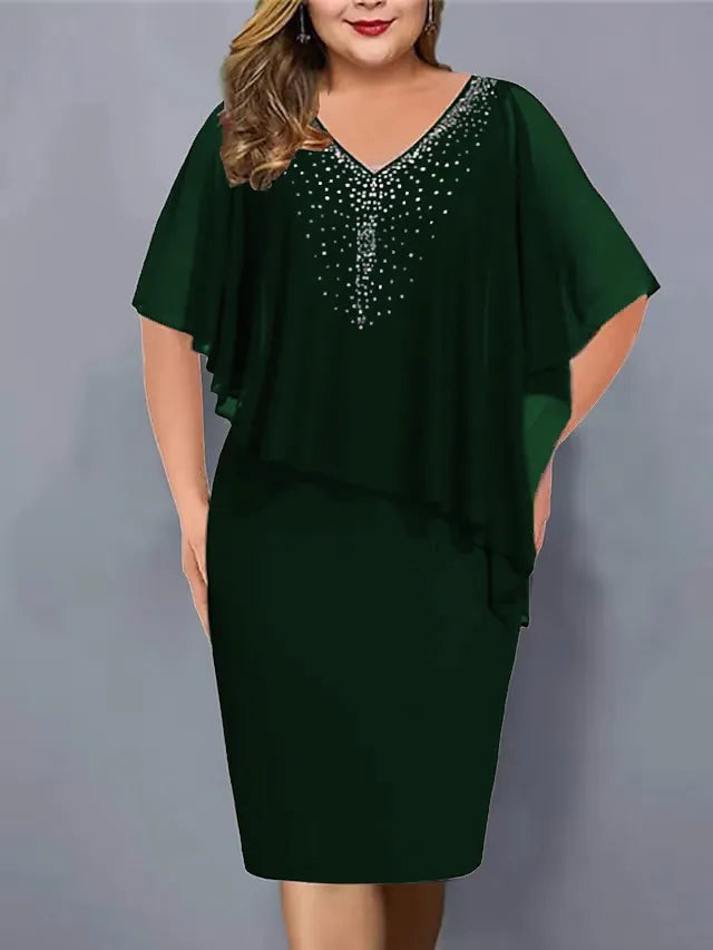 Amelie - Vestido De Gasa Con Escote en V Y Adornos De Strass