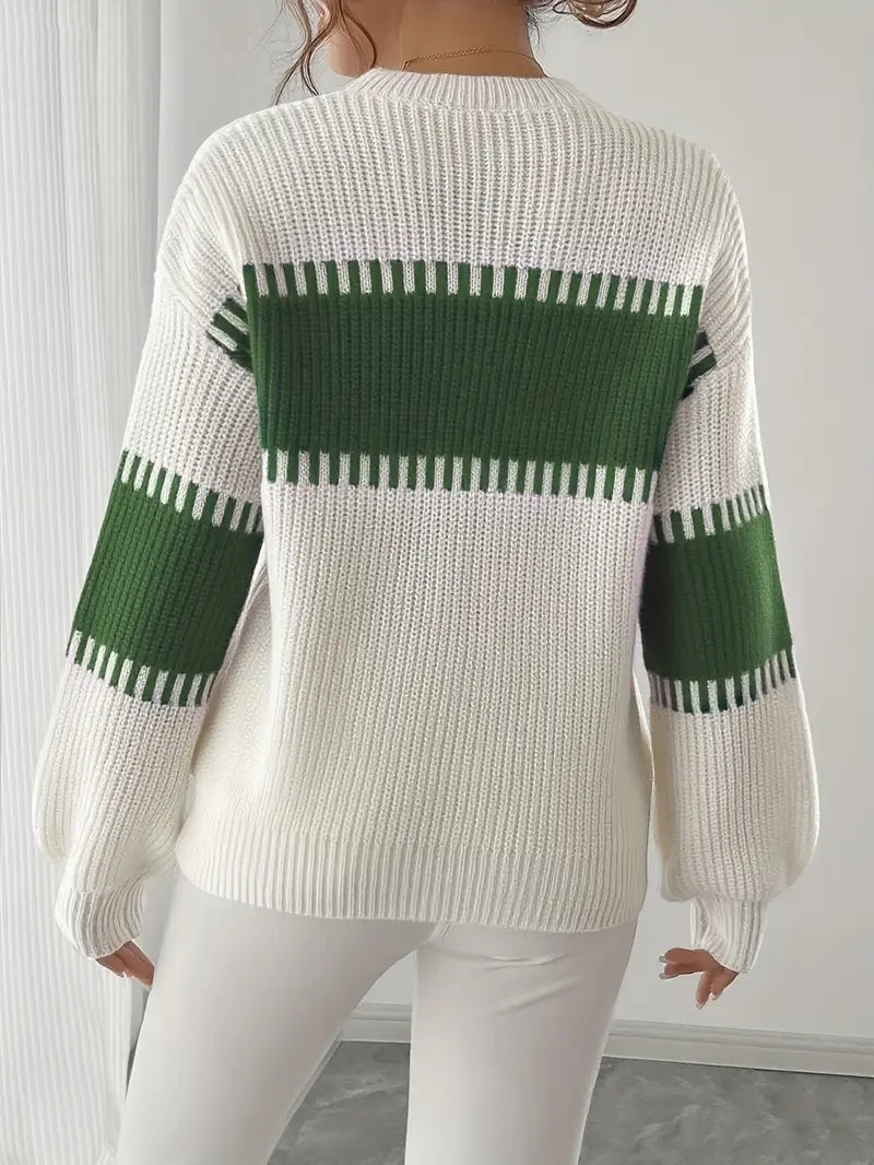Gyneth - Jersey De Manga Larga Con Cuello Redondo