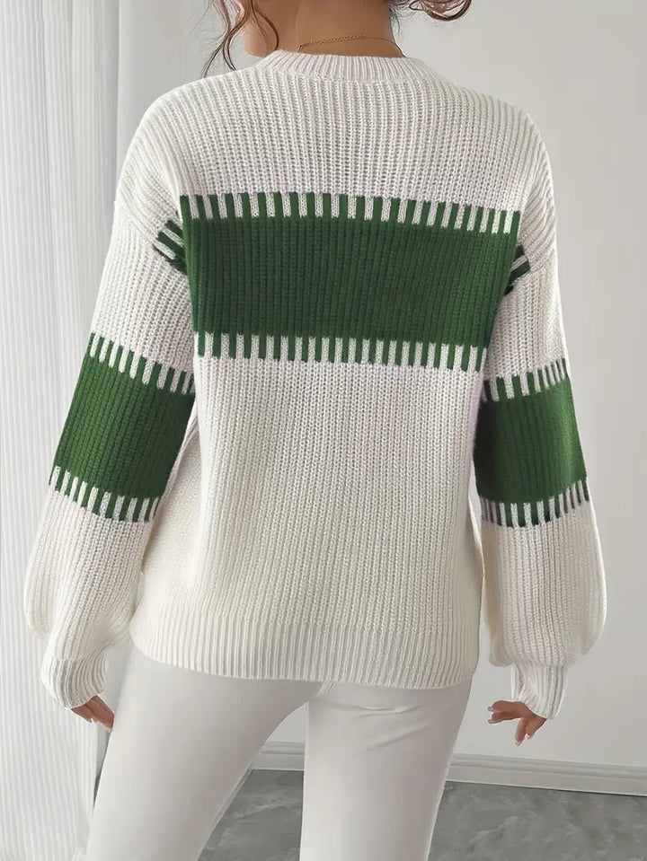 Gyneth - Jersey De Manga Larga Con Cuello Redondo