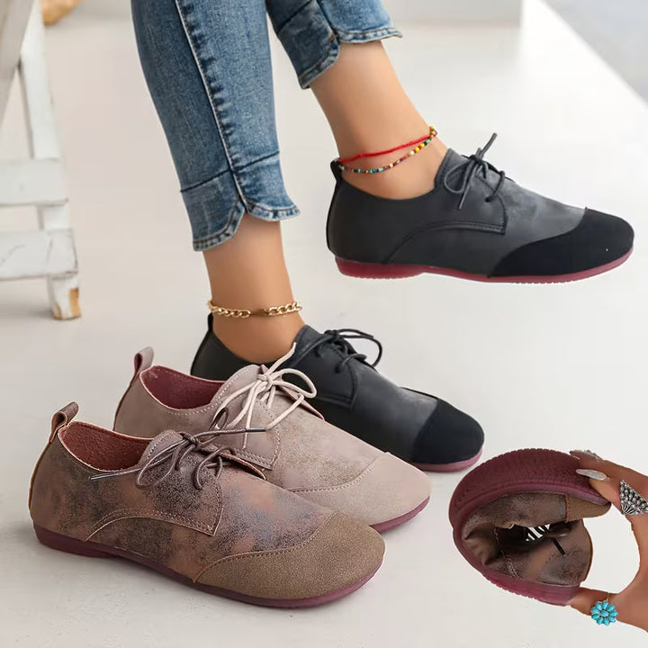 Zuniya - Zapatos Cómodos de Cuña Baja Con Cordones