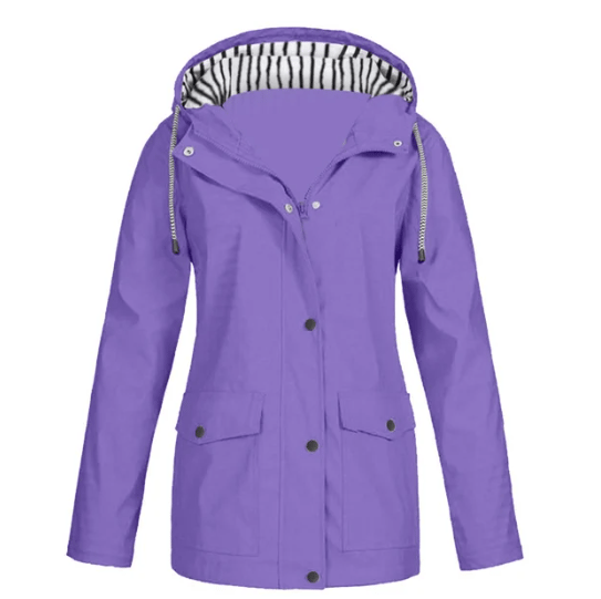 Ilektra - Elegante Manga Larga Impermeable Capuchado Chaqueta