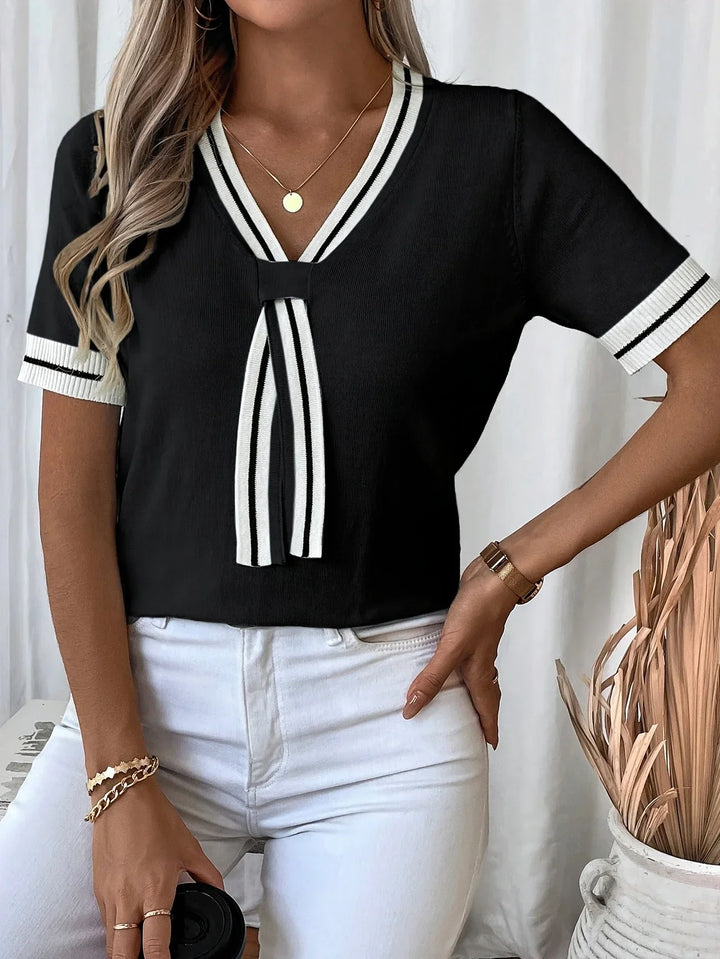 Brunella - Elegante Top De Punto Con Cuello En V