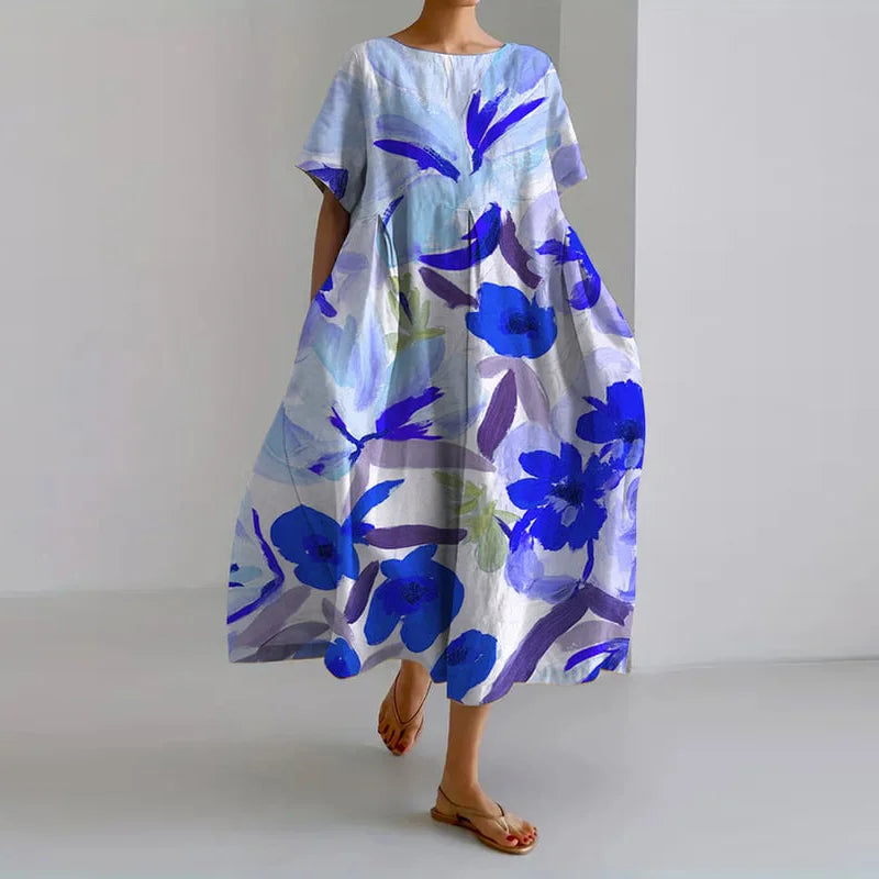 Lucasta - Vestido Cómodo Con Cuello En V y Estampado De Flores