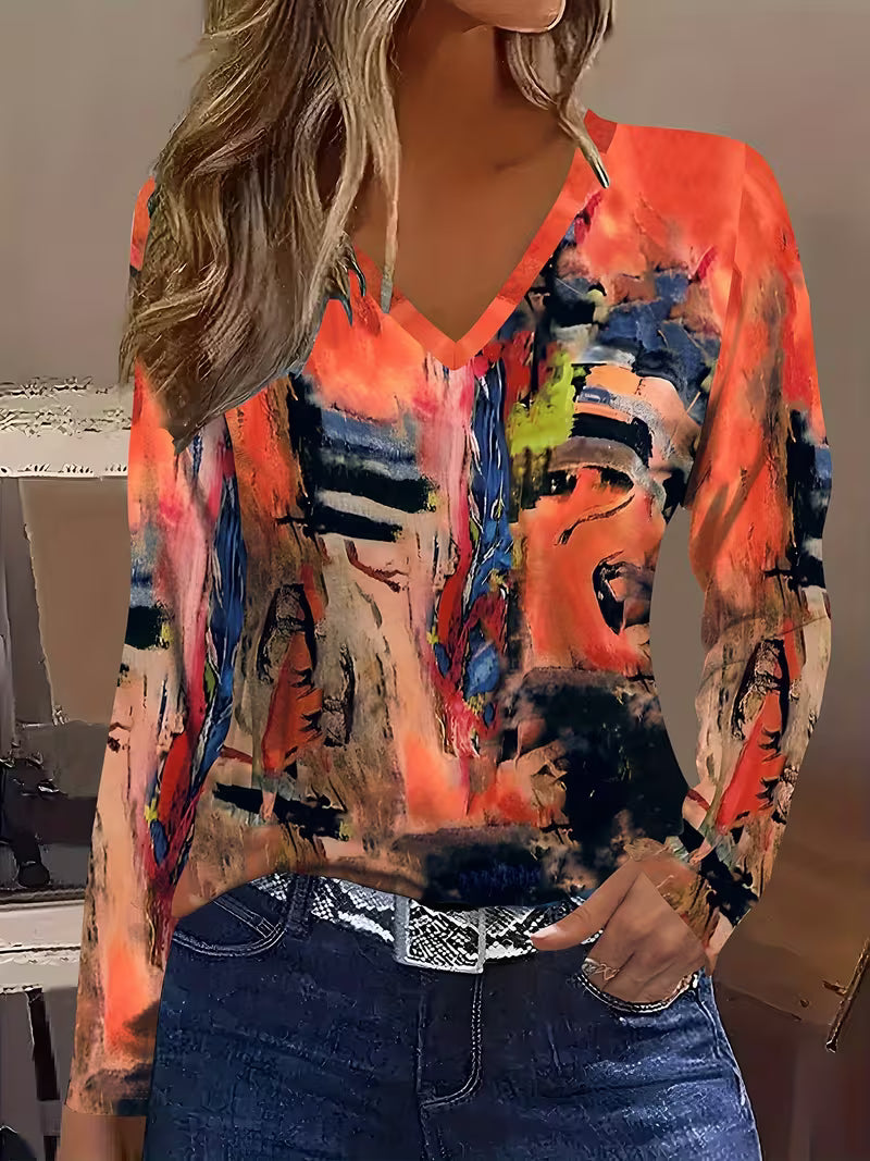 Jibona - Camiseta De Manga Larga Con Estampado Abstracto
