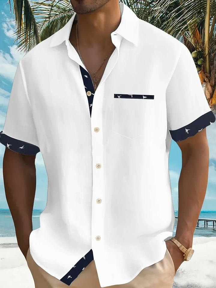 Trofim - Camisa Elegante Con Estampado De Pájaros