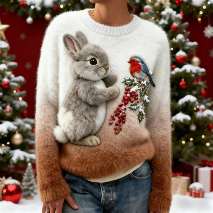 Suzette - Jersey De Felpa Con un Conejo Navideño