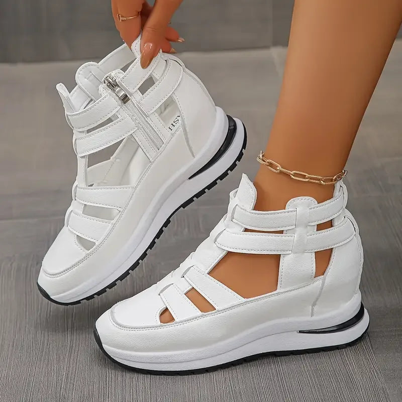 Souad - Sandalias De Cuña Elegantes Ligeras Con Cremallera Lateral