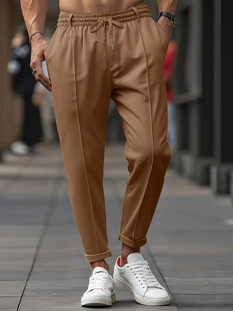 Crawford - Informal Ajuste Entallado Pantalones Con Cintura Elástica