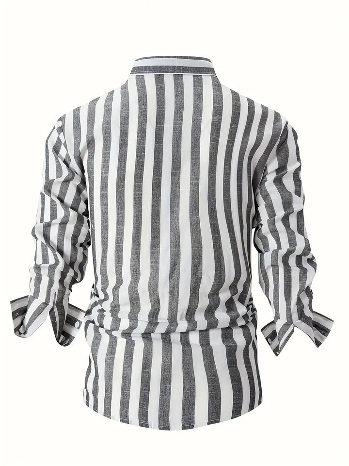 George - Camisa Elegante De Manga Larga a Rayas