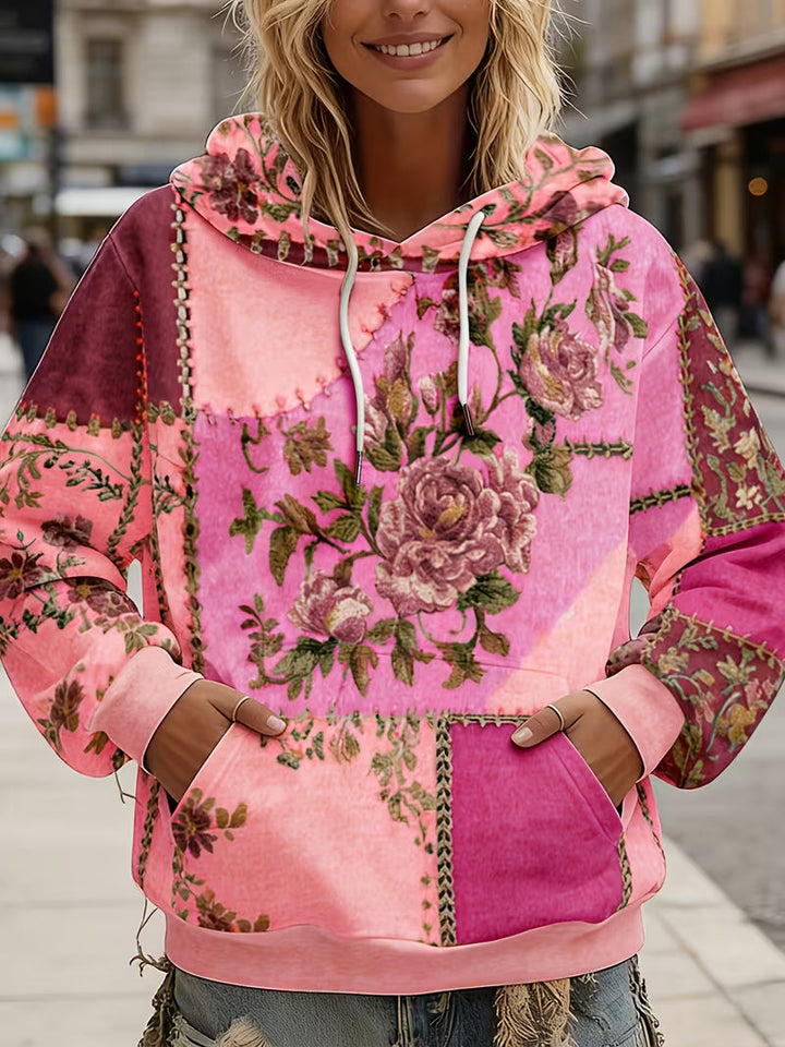Norella - Sudadera Con Capucha De Manga Larga Y Diseño Floral De Patchwork