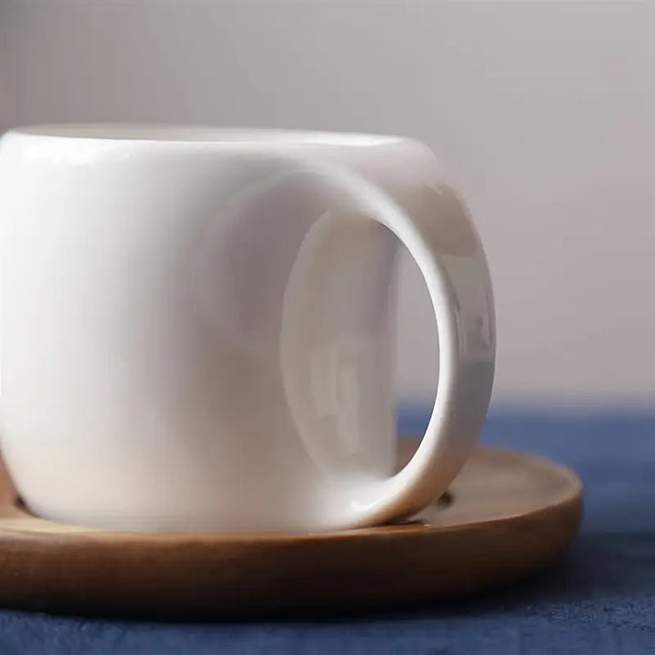 ClayHaven - Taza De Café De Cerámica Con Platillo de Madera
