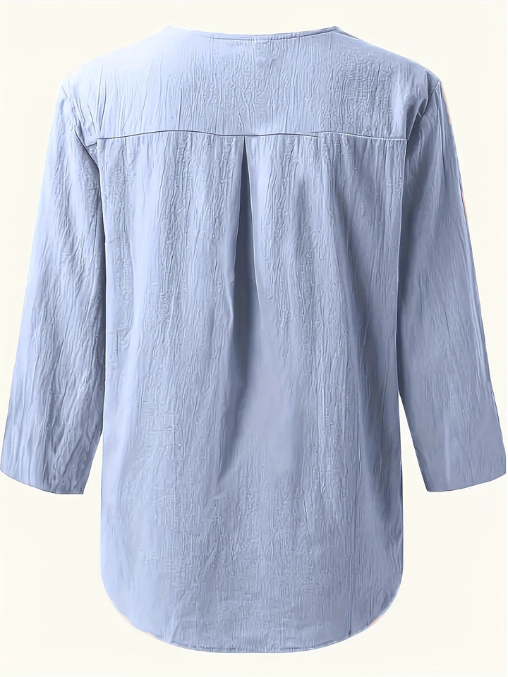 Mykaela - Blusa Informal De Algodón Y Lino