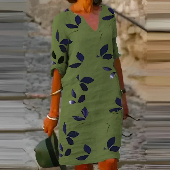 Zadie - Impresionante Vestido De Verano Con Estampado De Hojas