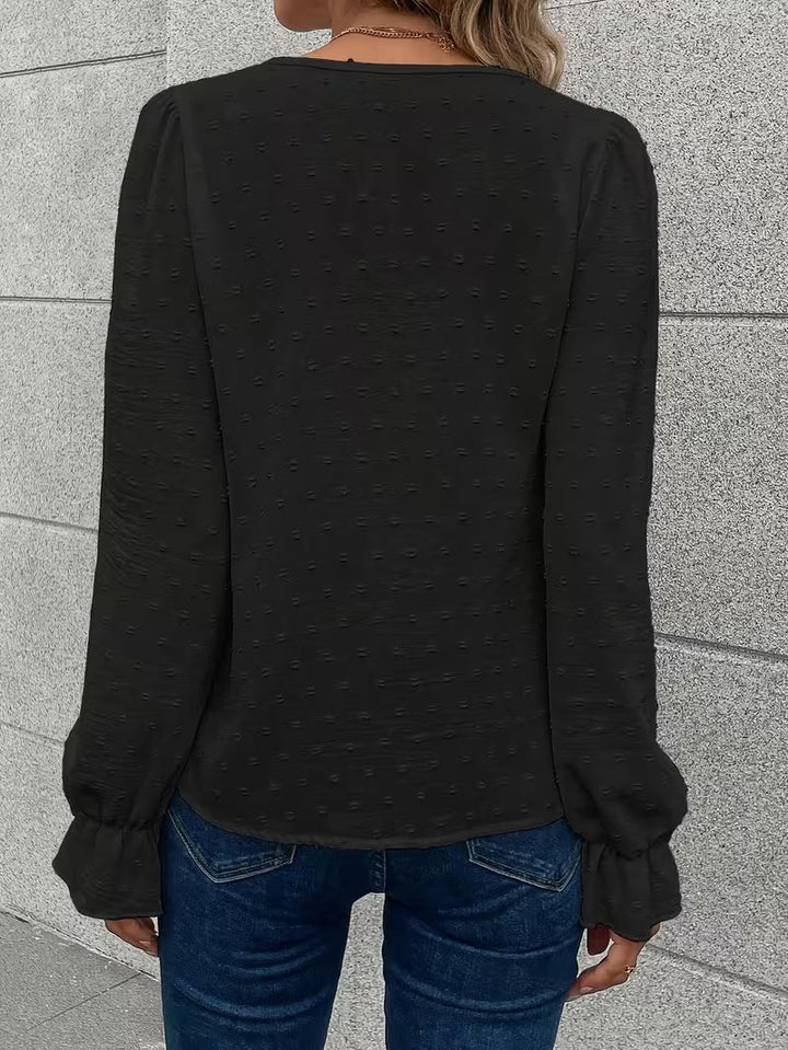 Rejina - Blusa Elegante Con Cuello De Encaje