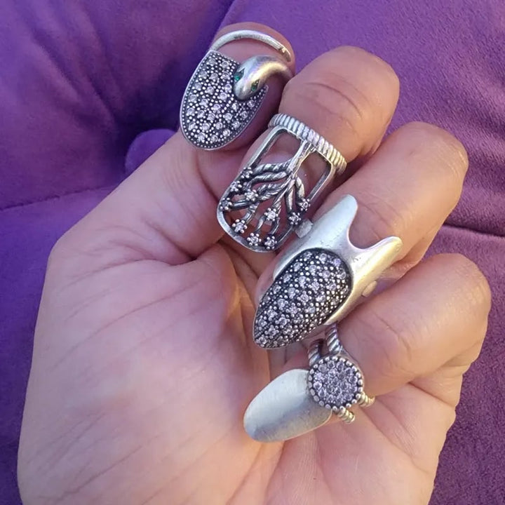 Marinan - Juego de Anillos Ajustables Para uñas Boho -4 Unidades