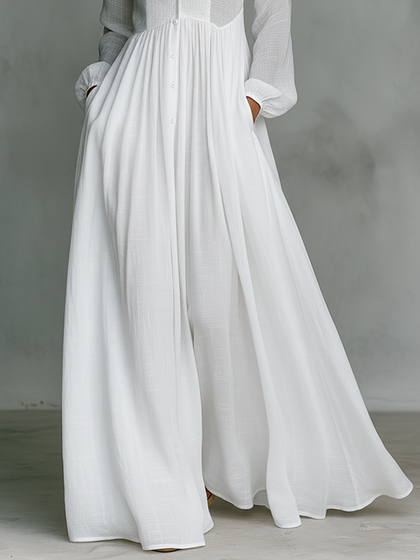 Sheilan - Elegante Vestido Largo Con Botones