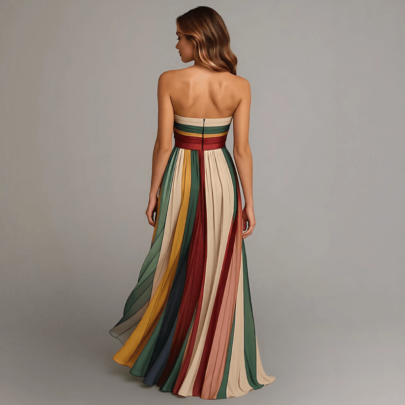 Nilianza - Vestido Largo Sin Mangas De Colores Vivos