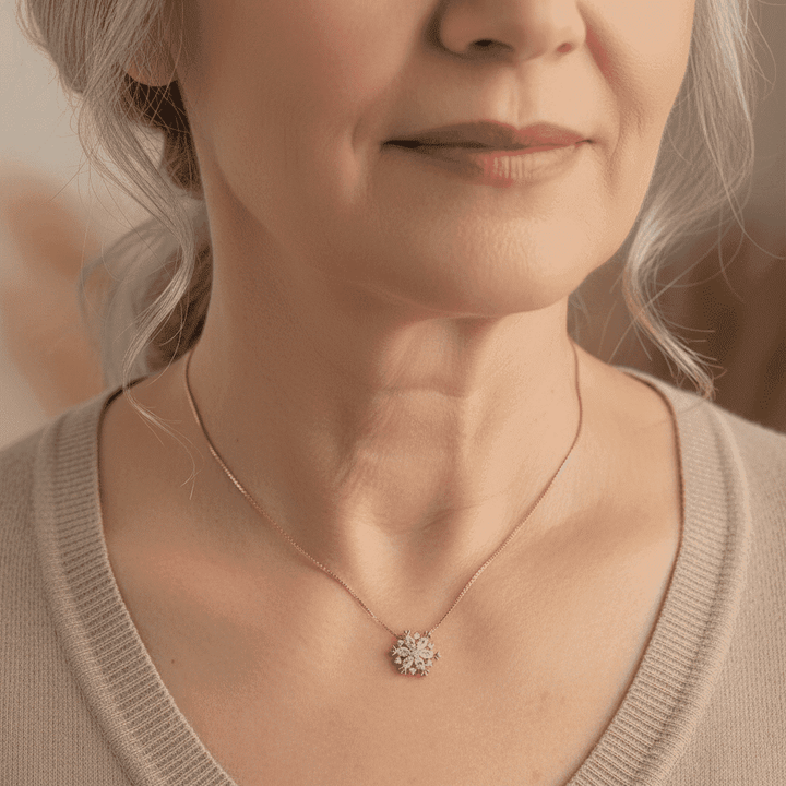 Nyellain - Collar de Cristal con Copo de Nieve Brillante