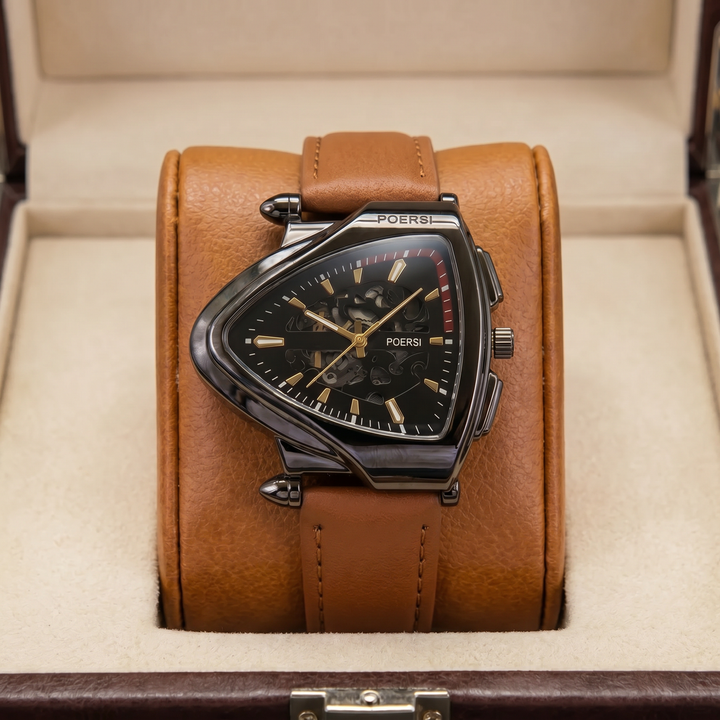 Narciso - Reloj Triangular De Piel Con Estructura Esquelética
