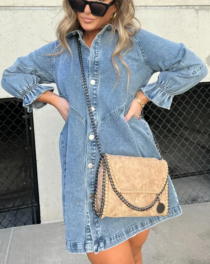 Cäcilia - Vestido Camisero De Manga Larga En Denim
